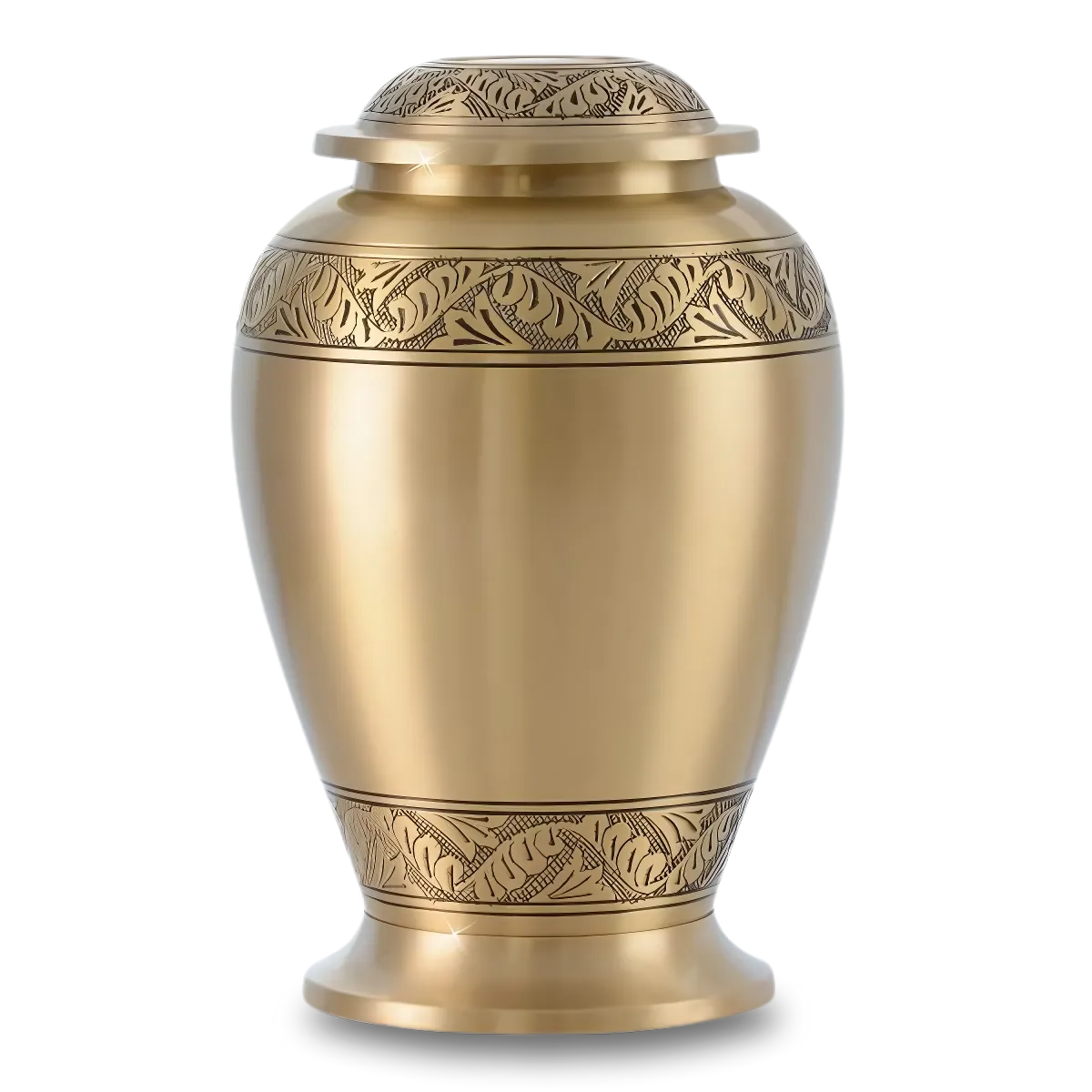 Gleaming Feather Brass Urn